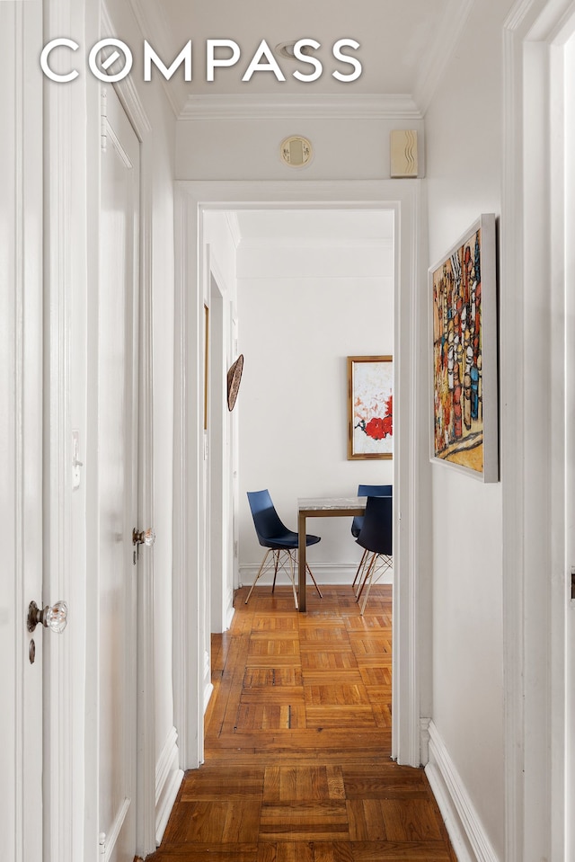 hall with crown molding