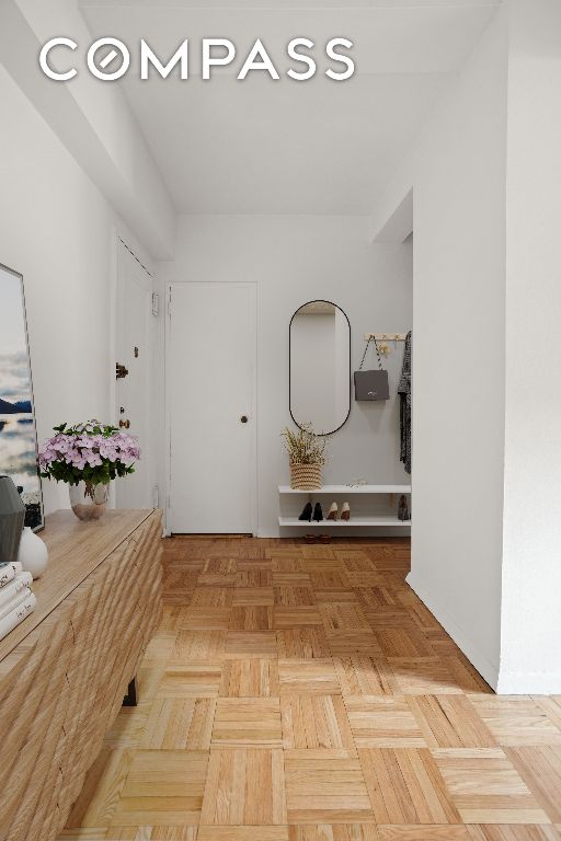 hallway with parquet floors