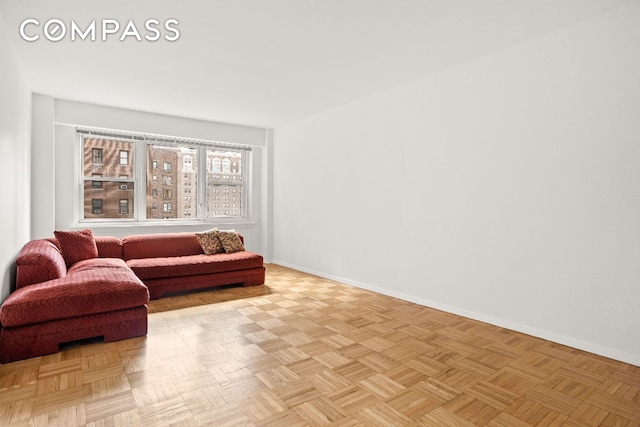 living room featuring light parquet floors