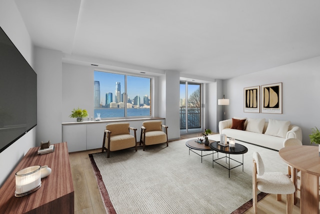 21 S End Ave Unit 321/421, New York City, NY 10280 - living area with wood finished floors and a skyline view