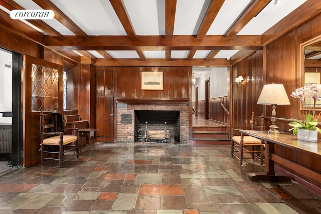 10 Mitchell Pl Unit 2Ab, New York City, NY 10017 - building lobby with wooden walls and beamed ceiling