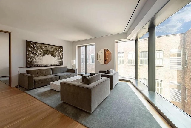 living room with wood-type flooring