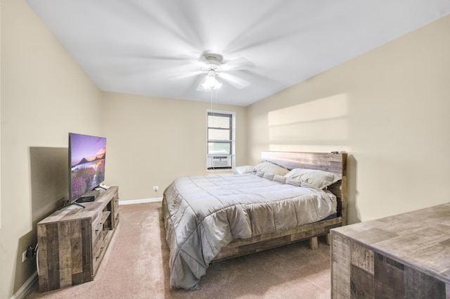 bedroom featuring carpet and ceiling fan