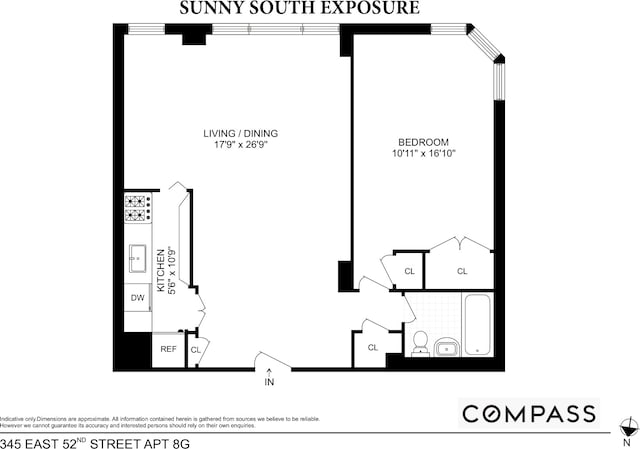 345 E 52nd St Unit 8G, New York City, NY 10022 - view of floor plan / room layout