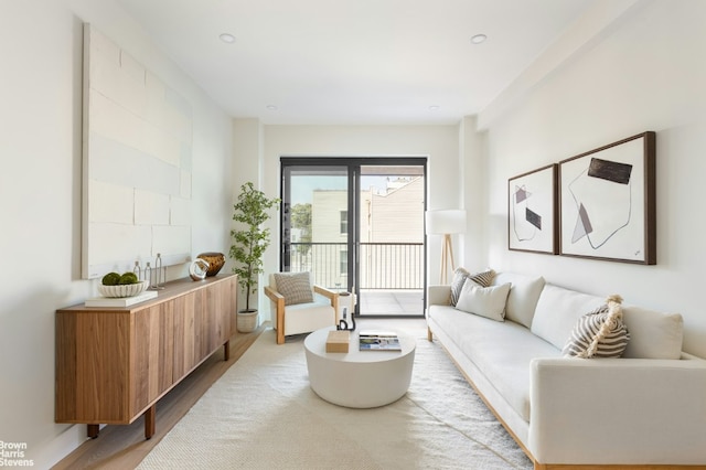 living room with hardwood / wood-style floors