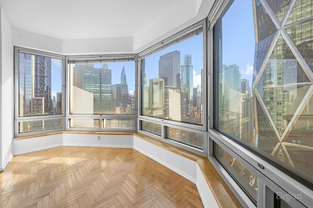 view of unfurnished sunroom