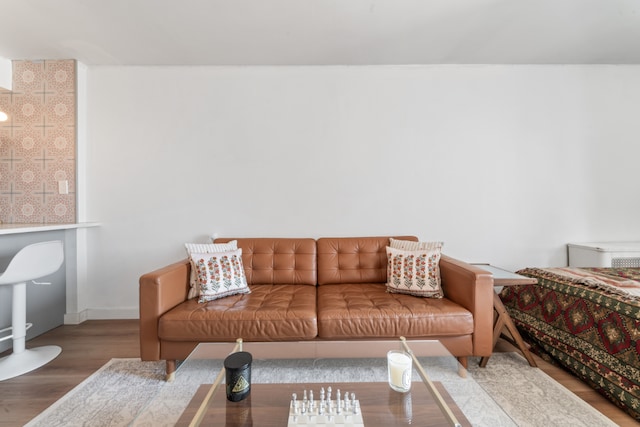 living room with hardwood / wood-style floors