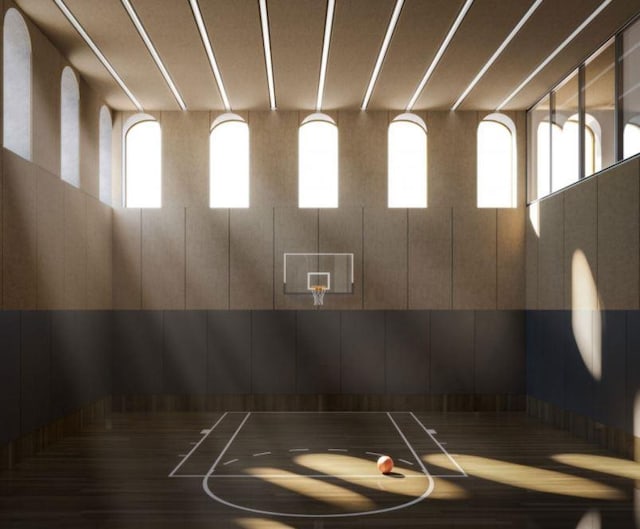 view of sport court with basketball hoop