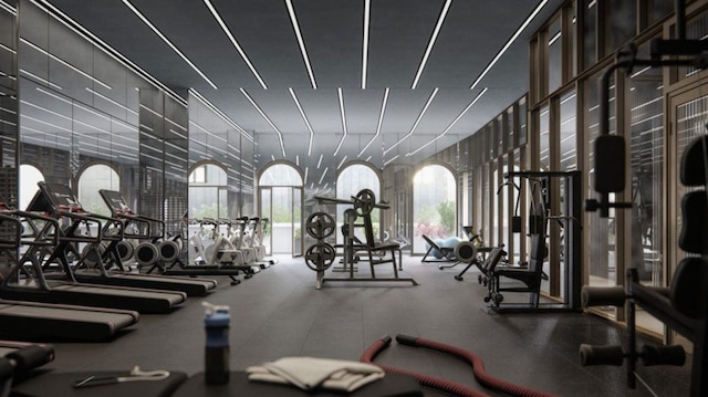 gym with plenty of natural light