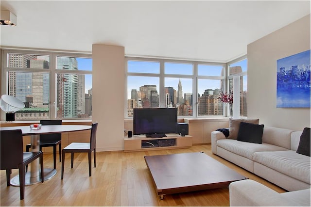 11 E 29th St Unit 27C, New York City, NY 10016 - living room featuring light wood-type flooring and plenty of natural light