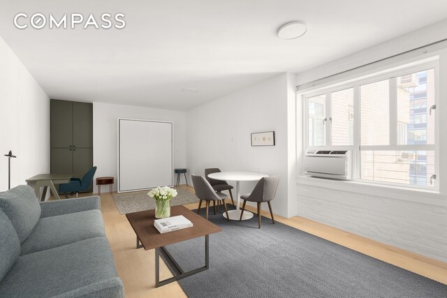 living room featuring light wood-type flooring