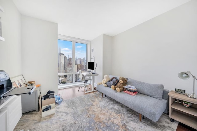 60 Riverside Blvd Unit Ph3601, New York City, NY 10069 - living area featuring an office area and wood finished floors