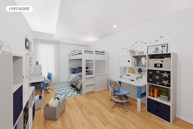 bedroom featuring recessed lighting, baseboards, visible vents, and light wood finished floors