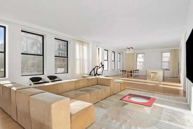 living room featuring light wood-type flooring