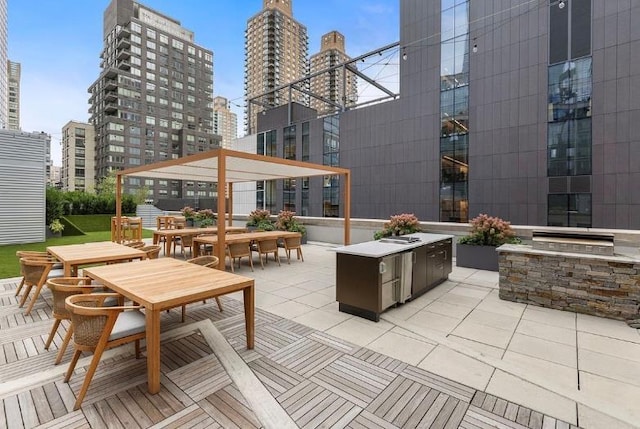 view of patio with an outdoor kitchen