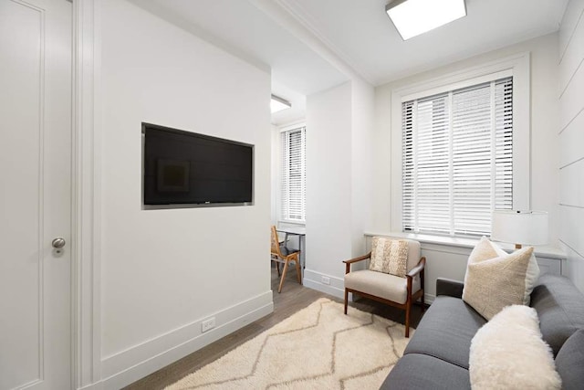 living room with light hardwood / wood-style flooring