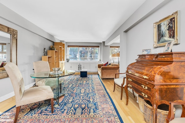 living area featuring hardwood / wood-style floors