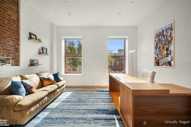 home office featuring hardwood / wood-style flooring