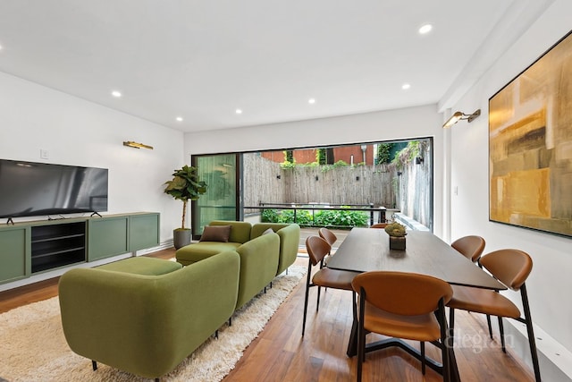 living room with hardwood / wood-style flooring