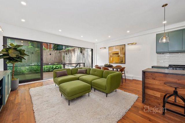 living room with wood-type flooring