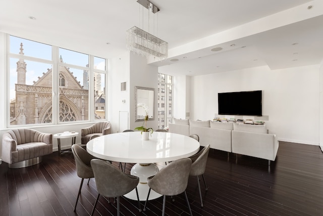 dining area featuring dark hardwood / wood-style flooring