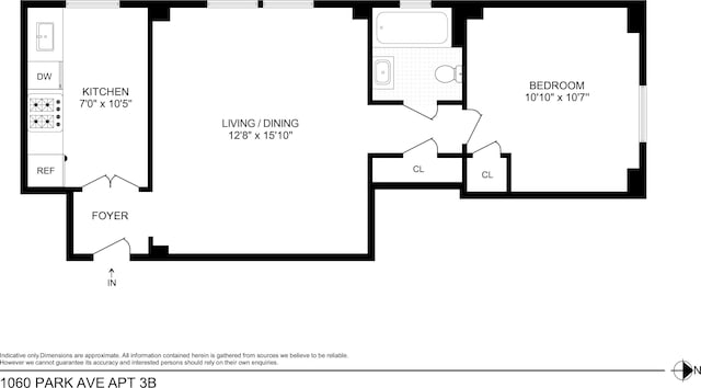 1060 Park Ave Unit 3B, New York City, NY 10128 - view of floor plan / room layout