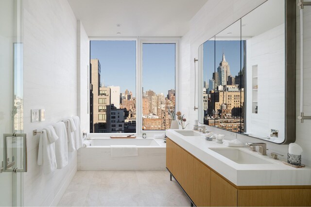 bathroom featuring a bathing tub and vanity