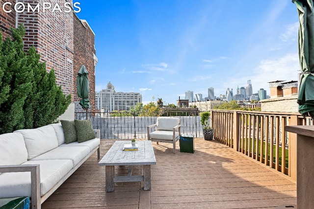 wooden deck with outdoor lounge area