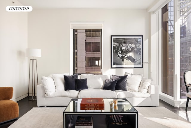 living room with hardwood / wood-style flooring