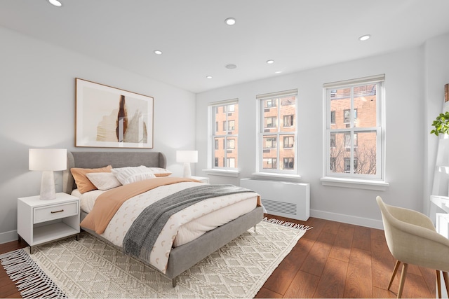 103 W 89th St Unit 3/4A, New York City, NY 10024 - bedroom with recessed lighting, baseboards, radiator heating unit, and hardwood / wood-style flooring