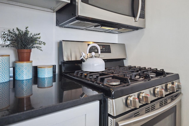 kitchen featuring stainless steel appliances and dark countertops