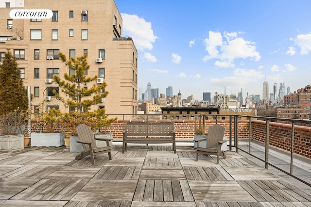 deck featuring a city view