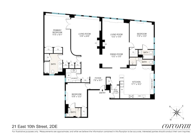 21 E 10th St Unit 2De, New York City, NY 10003 - floor plan / room layout