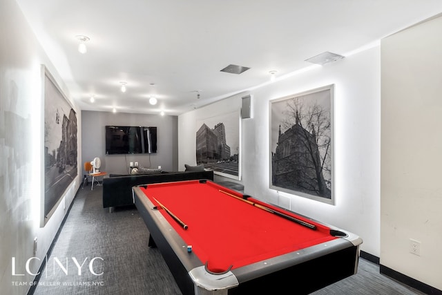 rec room with billiards