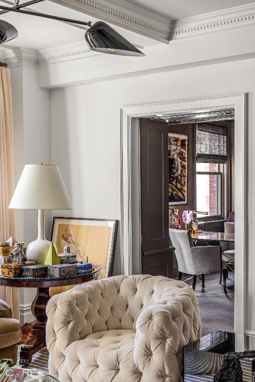 bedroom featuring crown molding