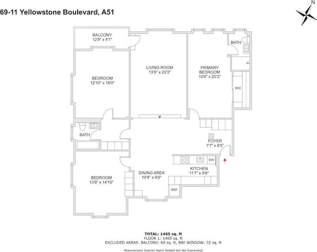 69-11 Yellowstone Blvd Unit A-51, New York City, NY 11375 - home floor plan