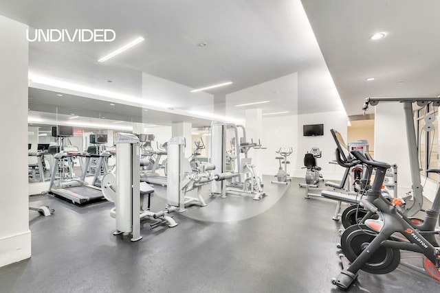 303 E 33rd St Unit 3G, New York City, NY 10016 - workout area featuring recessed lighting