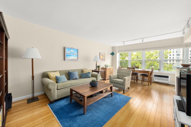 dining room with radiator heating unit and light wood-type flooring