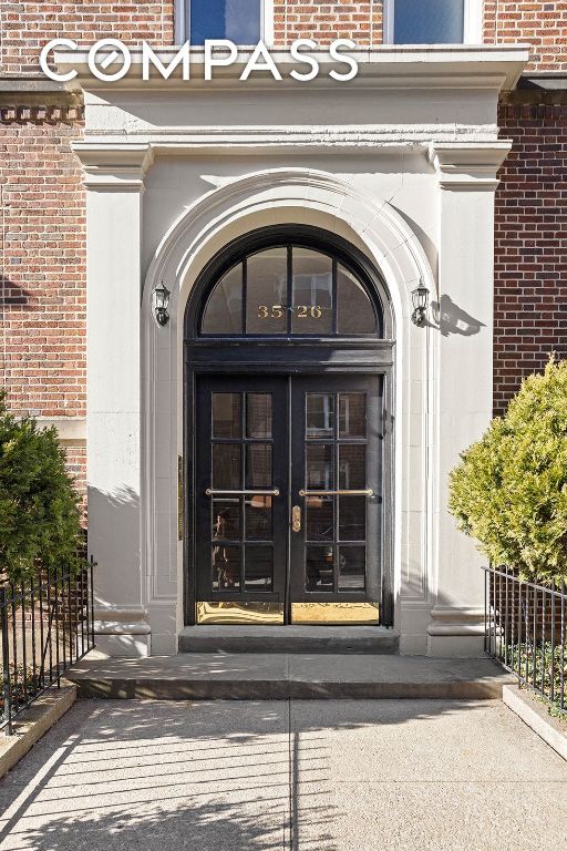 doorway to property featuring french doors