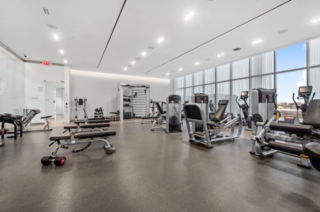 workout area featuring visible vents