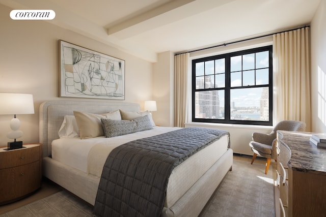 720 W End Ave Unit 8B, New York City, NY 10025 - bedroom featuring beamed ceiling