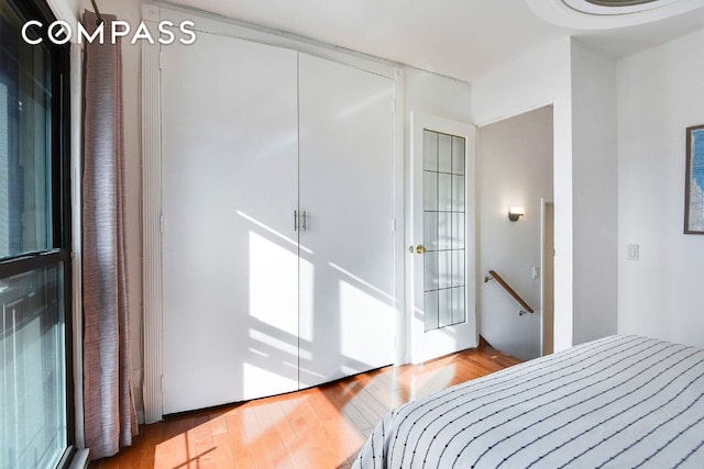 bedroom with wood-type flooring