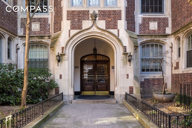 doorway to property with french doors