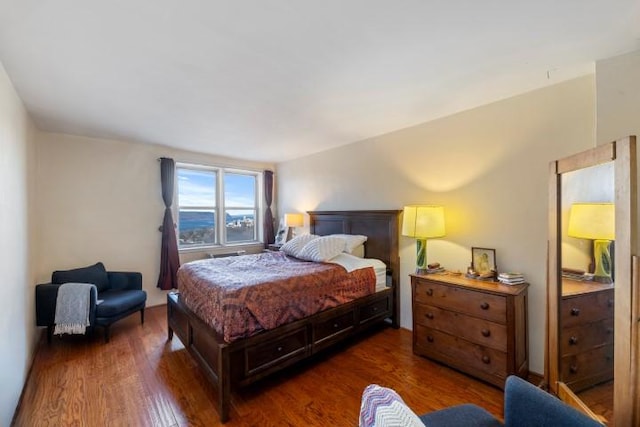 bedroom featuring dark wood-style flooring