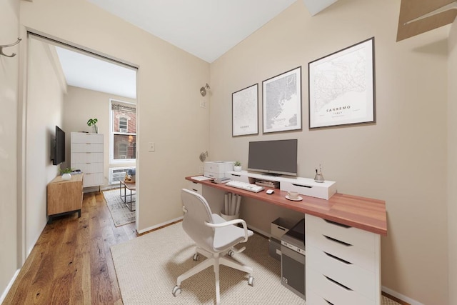 office space featuring hardwood / wood-style floors