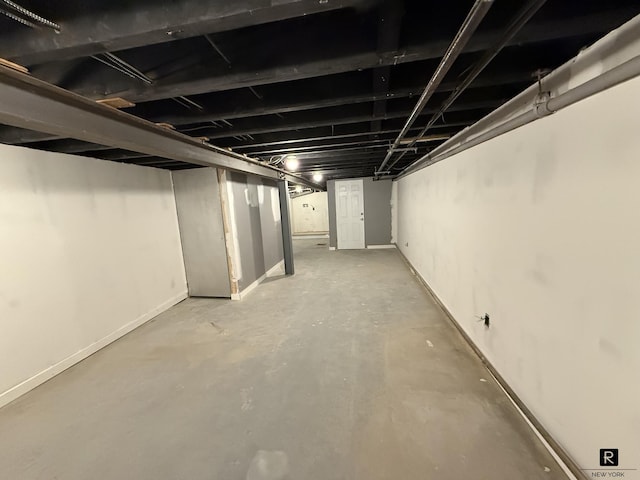 unfinished below grade area with baseboards