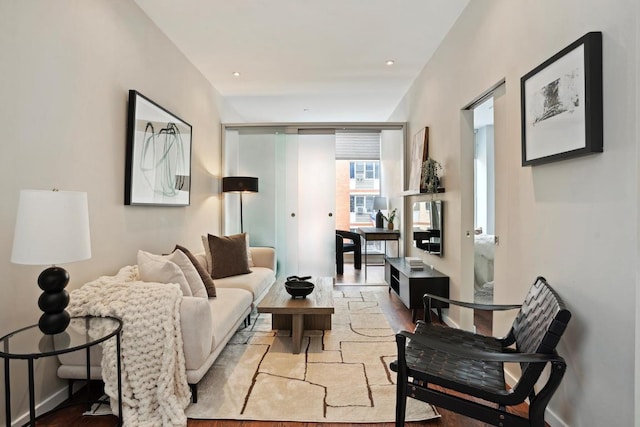 living room with light hardwood / wood-style floors