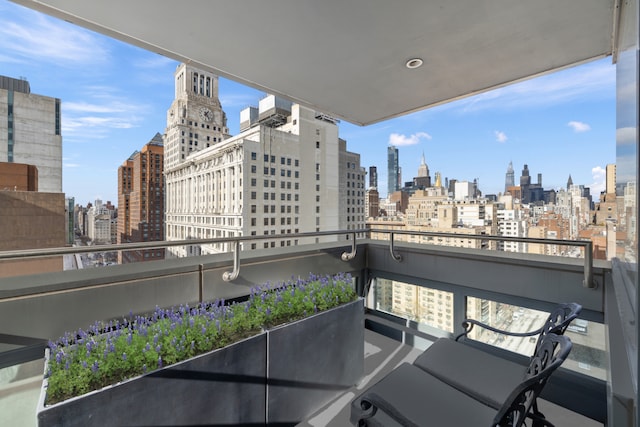 balcony with a view of city