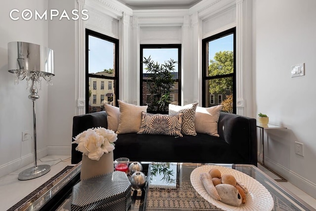 sitting room with baseboards