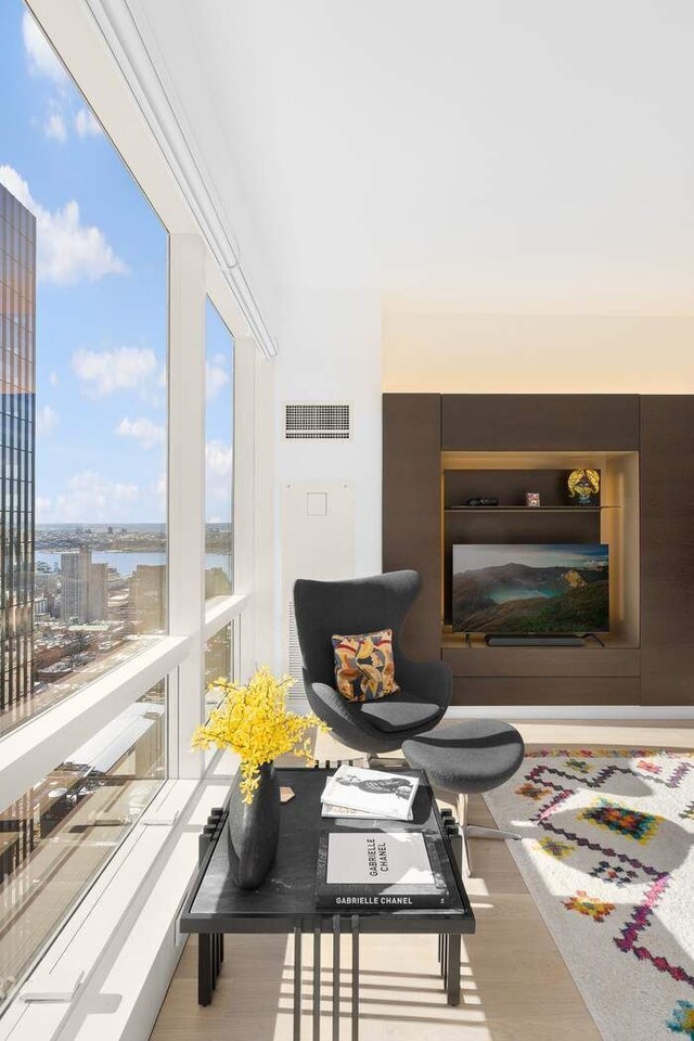 bedroom with light hardwood / wood-style floors